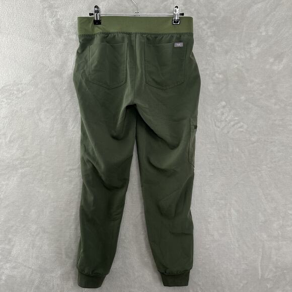Figs Scrubs Zamora Joggers Pants XSP Olive Green Pull On Cargo Zip Pocket - Picture 4 of 11